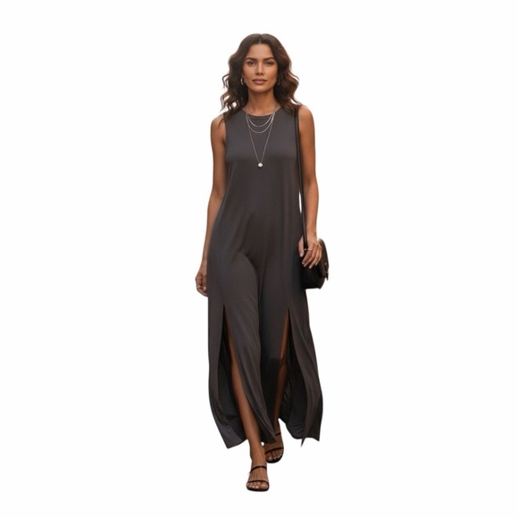 lunya Dresses & Skirts - Lunya Womens Cool Panel Sleeveless Maxi Dress Grey Pockets XS